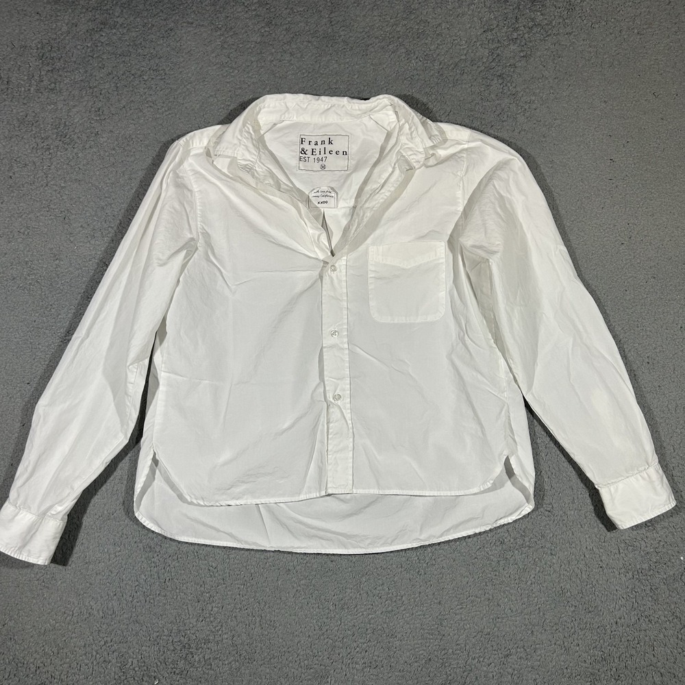 Frank & Eileen EILEEN Silvio Shirt Womens Medium White Cotton Woven Italy #3711